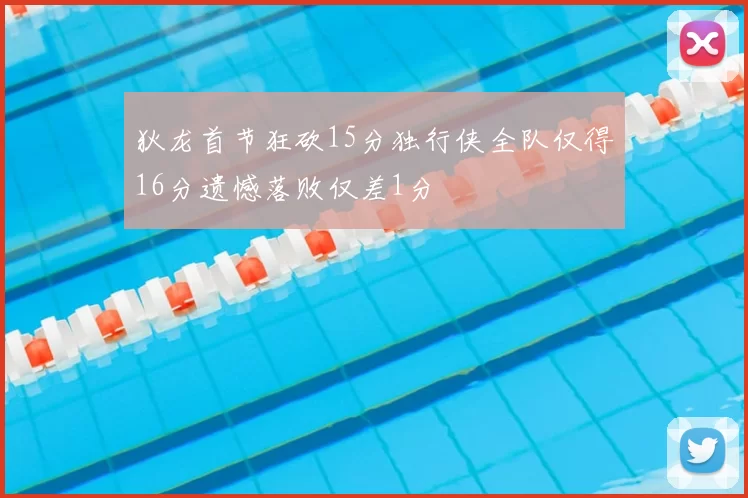 狄龙首节狂砍15分独行侠全队仅得16分遗憾落败仅差1分