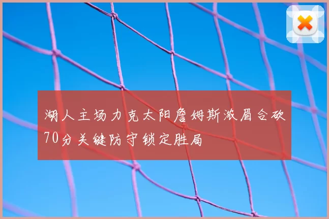 湖人主场力克太阳詹姆斯浓眉合砍70分关键防守锁定胜局
